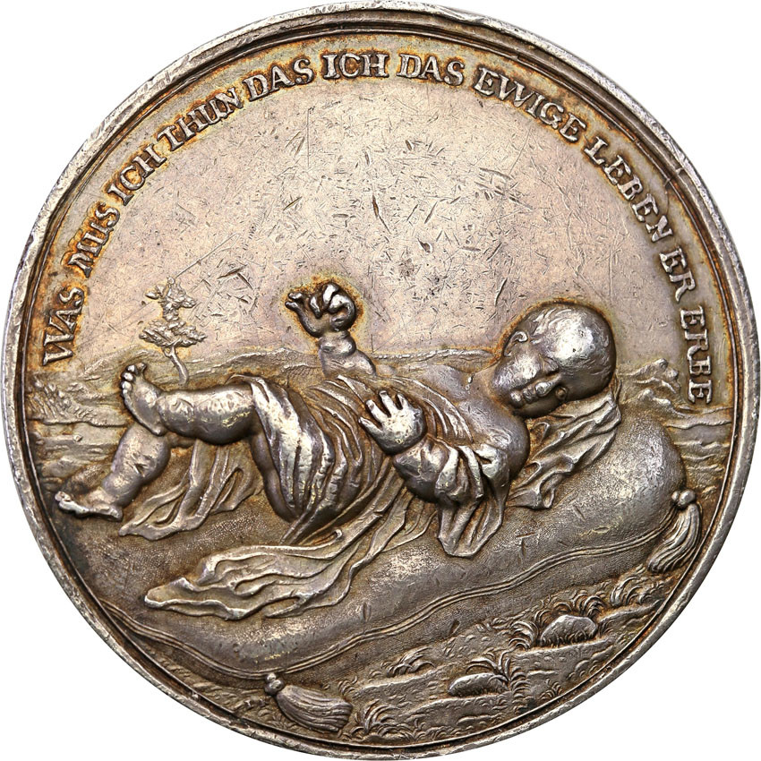Polska, Śląsk, Wrocław. Johann Kittel (1656-1740). Medal na chrzest, srebro - Rzadki
